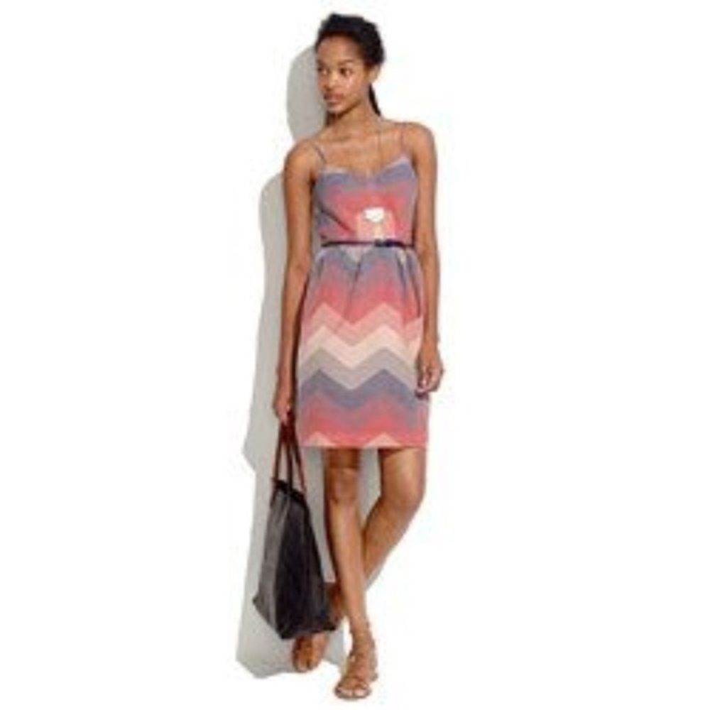 Madewell Cami Dress in Chevron Faded Indigo